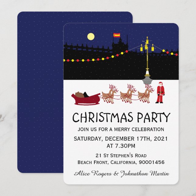 Père Noël À Madrid Fête De Noël Invitation (Devant / Derrière)