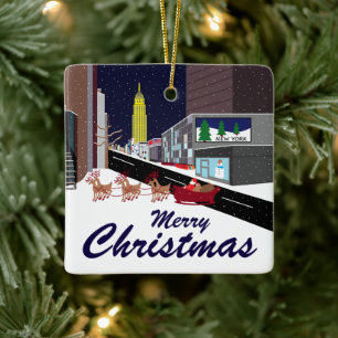 Père Noël À New York Ornement en céramique de Noël