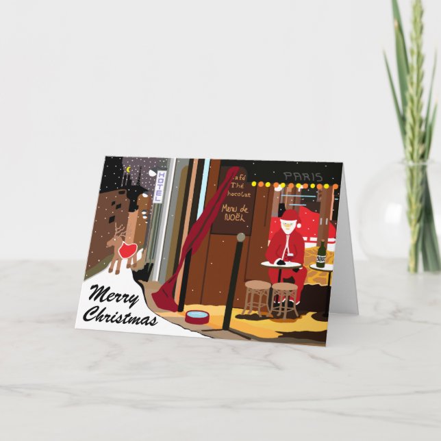 Père Noël à Paris - Carte de vacances de Noël (Devant)