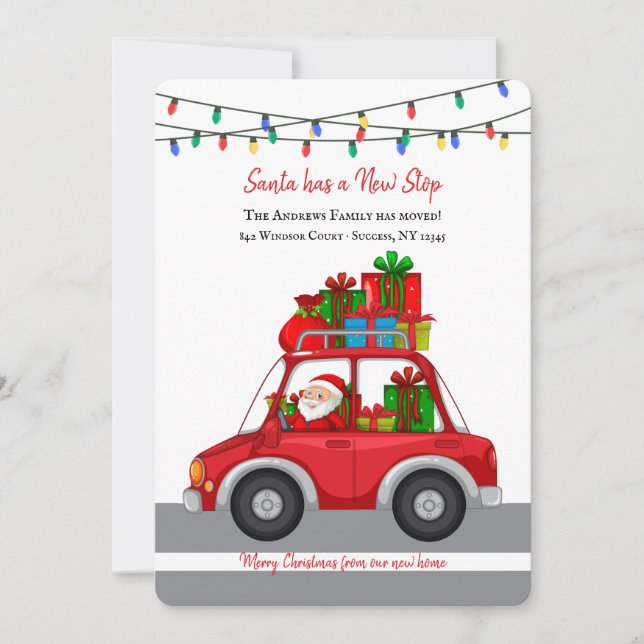 Père Noël a une nouvelle carte de vœux de déménage (Devant)