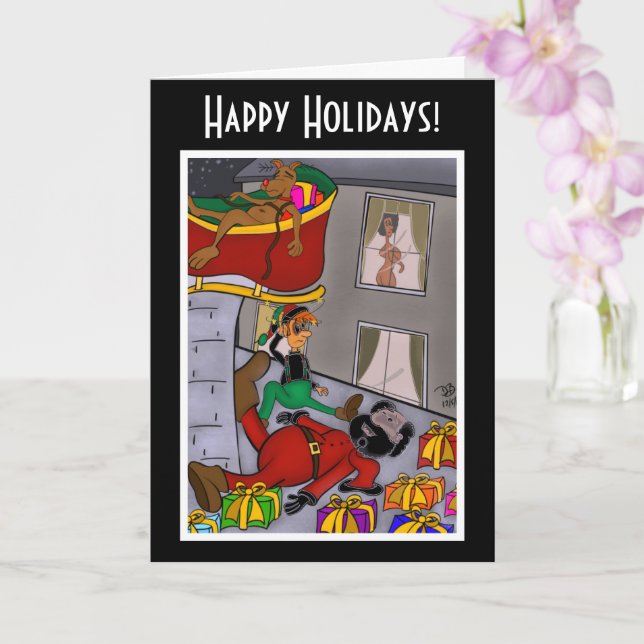 Père Noël Accident Funny Carte de vacances (Orchidée)