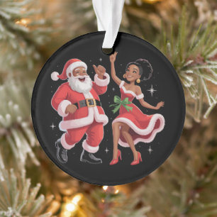 Père Noël africain Mme Claus dansant Noël américai