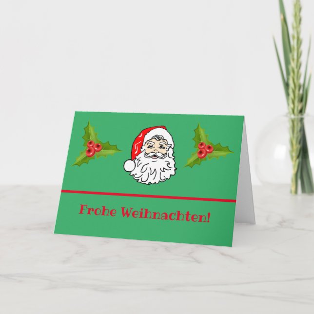 Père Noël Allemand Et Carte Holly Christmas (Devant)