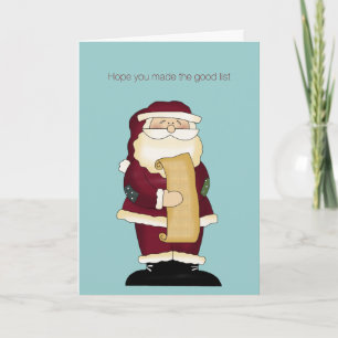 Père Noël amusant avec la carte de voeux de Noël