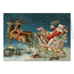 Père Noël Antique Sleigh Reindeer