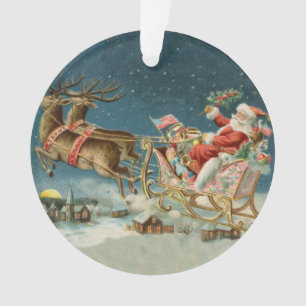 Père Noël Antique Sleigh Reindeer