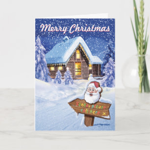 "Père Noël appelez ici" Carte de Noël 5x7 pouces