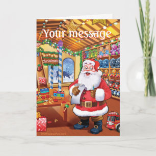 père Noël atelier mignon amusant carte de noël