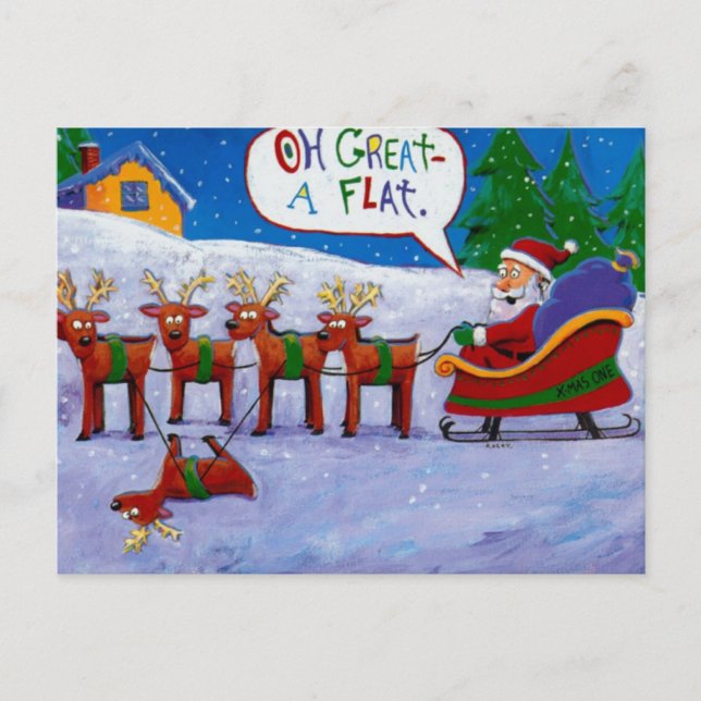 Père Noël avec carte postale Reindeer (Devant)