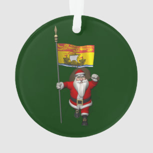 Père Noël Avec Drapeau Du Nouveau-Brunswick CDN 