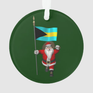 Père Noël Avec L'Enseigne Des Bahamas