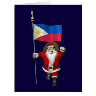 Père Noël Avec L'Enseigne Des Philippines