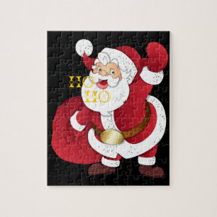 Père Noël avec puzzle cadeaux.