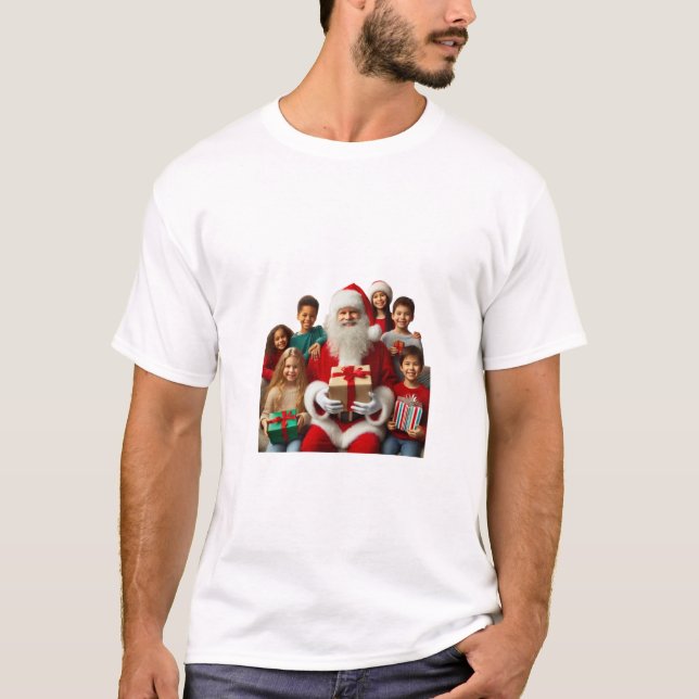 Père Noël avec t-shirts pour enfants (Devant)