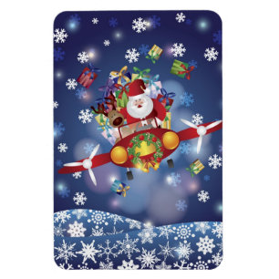 Père Noël Avion volant Premium Flexi Magnet