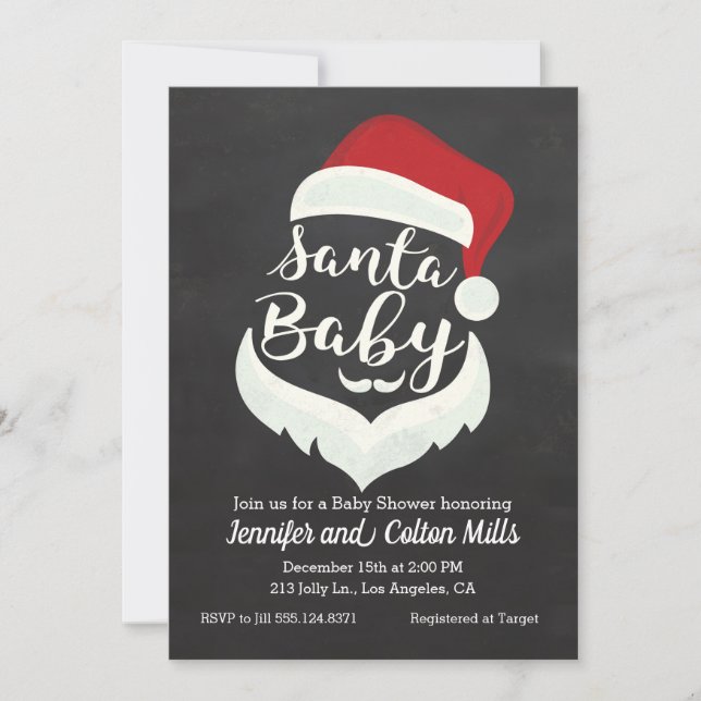 Père Noël Baby - Baby shower Chalkboard Invitation (Devant)