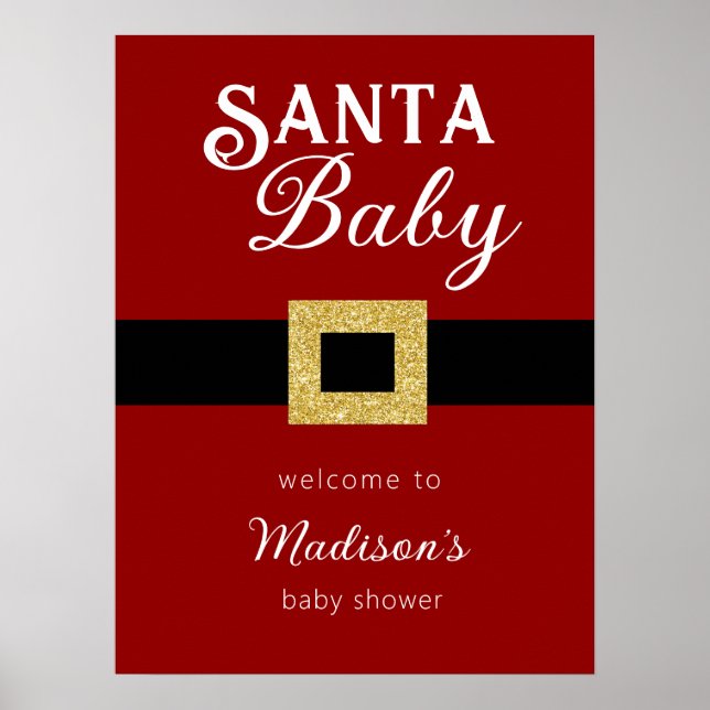 Père Noël Baby Baby shower de Noël Affiche de bien (Devant)
