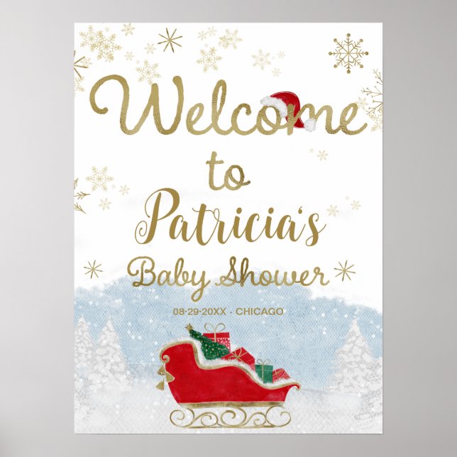 Père Noël Baby Baby shower de Noël Affiche de bien (Devant)