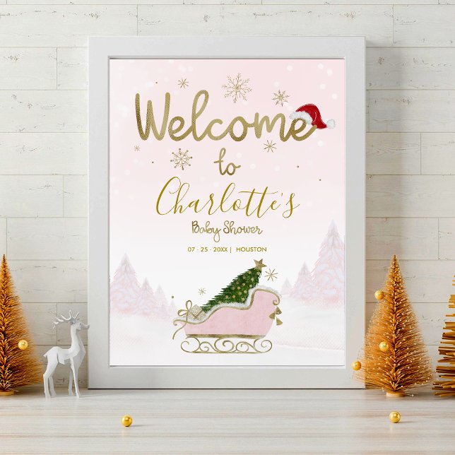 Père Noël Baby Baby shower de Noël Affiche de bien (Créateur téléchargé)