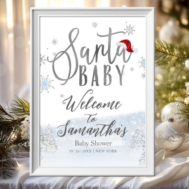 Père Noël Baby Baby shower de Noël Affiche de bien (Créateur téléchargé)
