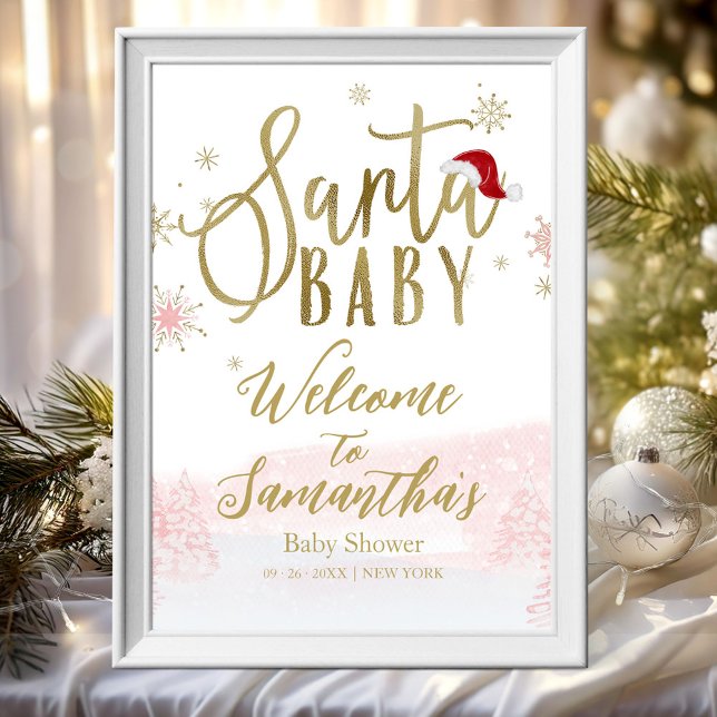 Père Noël Baby Baby shower de Noël Affiche de bien (Créateur téléchargé)
