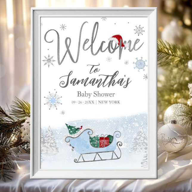 Père Noël Baby Baby shower de Noël Affiche de bien (Créateur téléchargé)