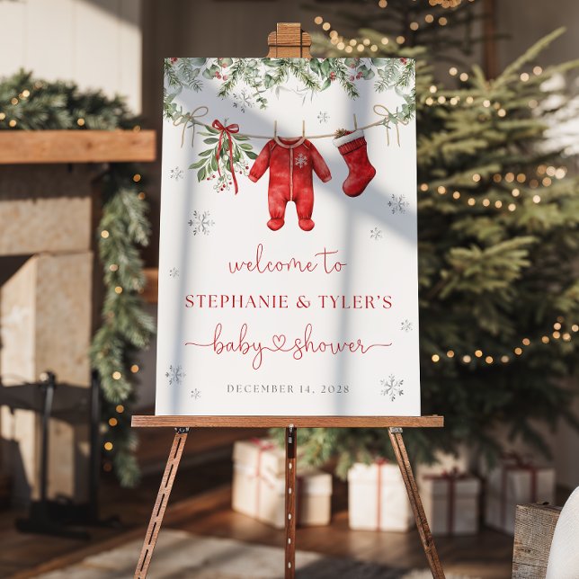 Père Noël Baby Baby shower de Noël Affiche de bien (Créateur téléchargé)
