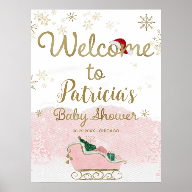 Père Noël Baby Baby shower de Noël Affiche de bien (Devant)