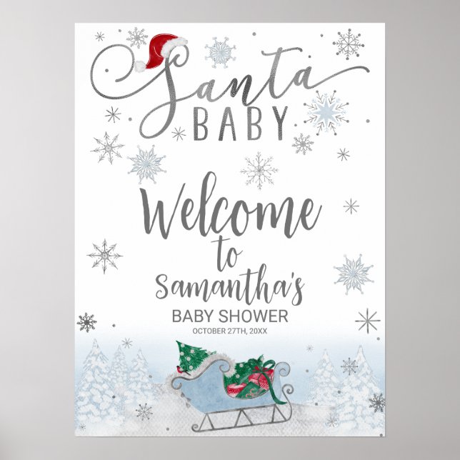 Père Noël Baby Baby shower de Noël Affiche de bien (Devant)
