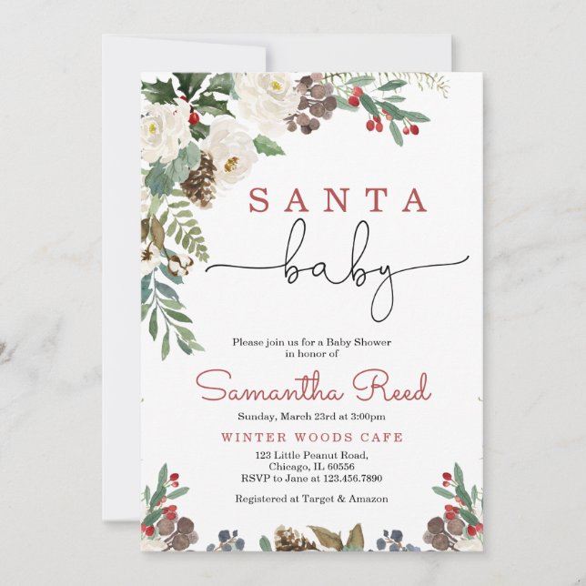 Père Noël Baby Baby shower Invitation (Devant)