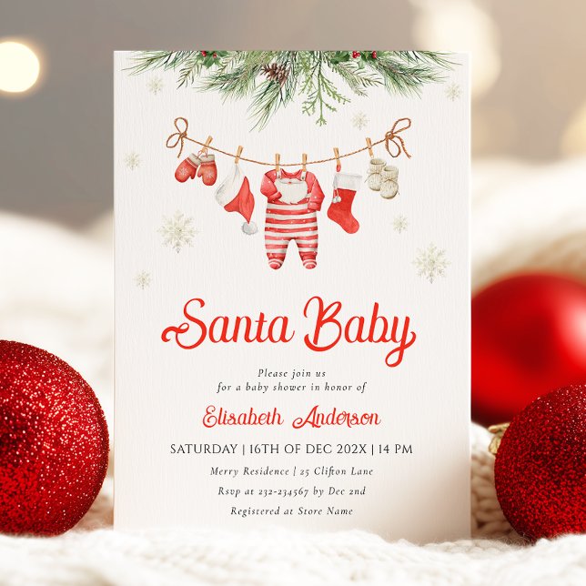 Père Noël Baby Baby shower Invitation (Créateur téléchargé)