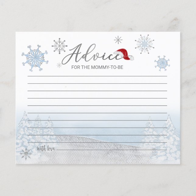 Père Noël Baby Budget Baby shower Cartes de consei (Devant)