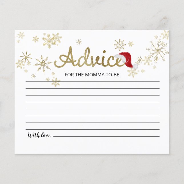 Père Noël Baby Budget Baby shower Cartes de consei (Devant)