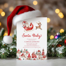 Père Noël Baby Christmas Baby shower Invitation