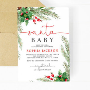 Père Noël Baby Christmas Baby shower Invitation