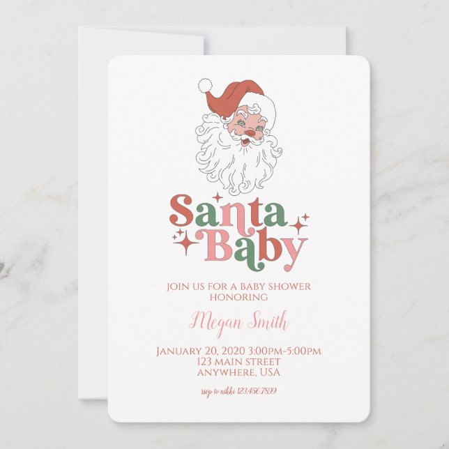 Père Noël Baby Retro Baby shower Invitation (Devant)