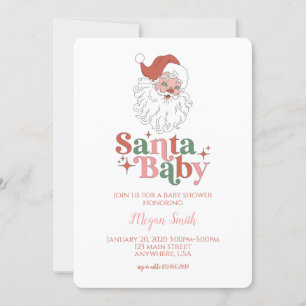 Père Noël Baby Retro Baby shower Invitation