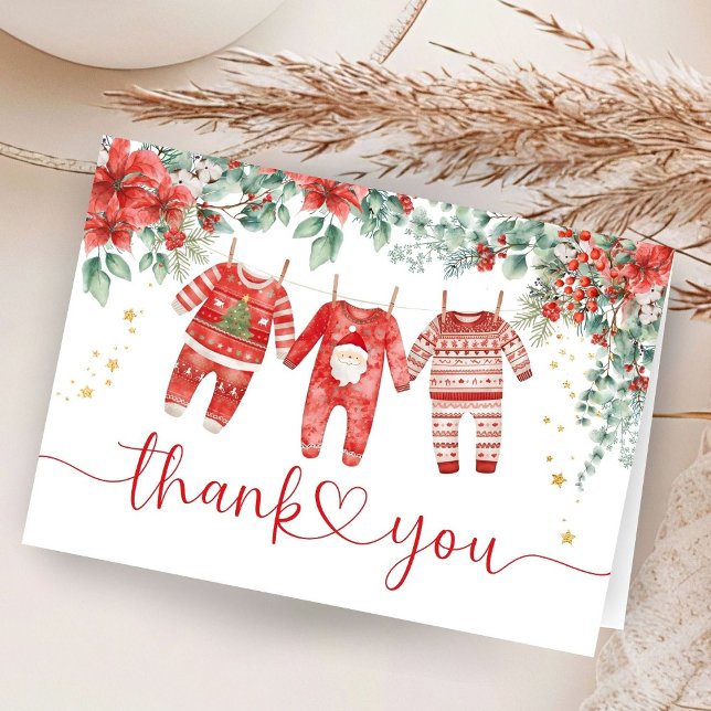 Père Noël Baby shower Noël plié Carte de remerciem (Créateur téléchargé)