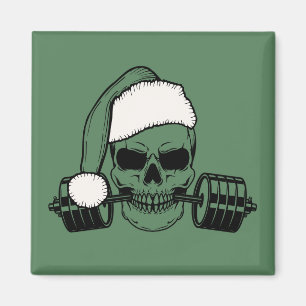 Père Noël Barbell Fridge Magnet Gym Exercice Cadea