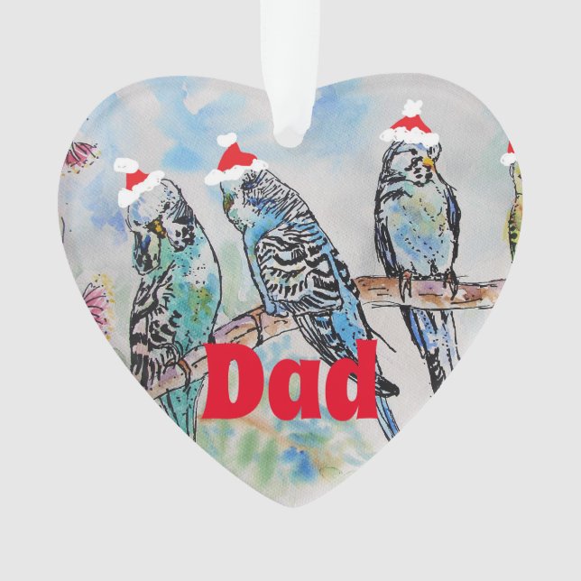 Père Noël Budgie Parrot Budgies père ornement (devant)