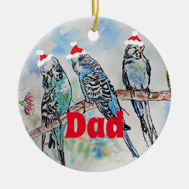 Père Noël Budgie Parrot Budgies père ornement (Devant)