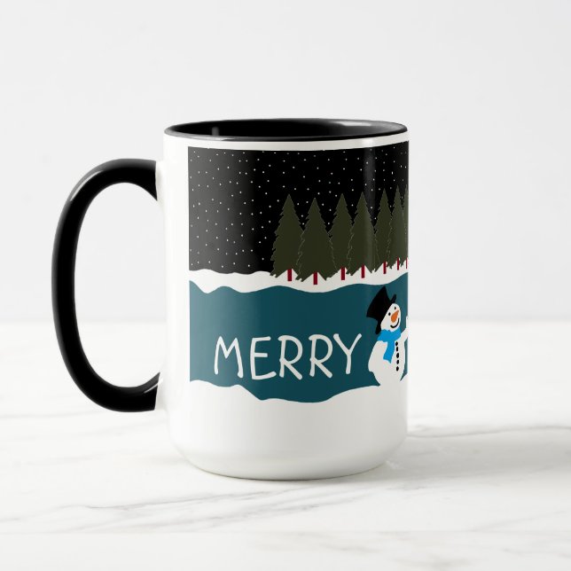 Père Noël Cadeau À Snowman Joyeux Noël Mug (Gauche)