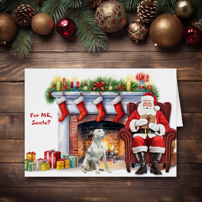 Père Noël cadeau blanc Pitbull Dog Holiday (Créateur téléchargé)