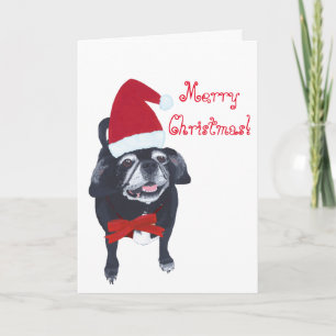 Père Noël Carlin Chien Peinture Joyeuses Cartes de