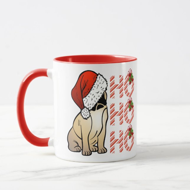 Père Noël Carlin Mug Cute Dog à Santa Hat Hot Coca (Gauche)