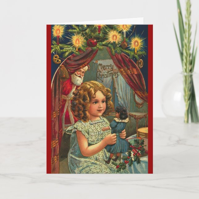 Père Noël, Carte de Noël pour enfant et poupée vic (Devant)