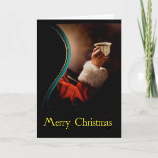 "Père Noël carte de Noël prend pause-café"