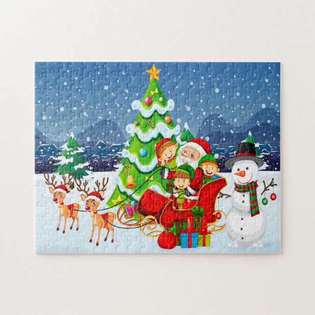 Père Noël célèbre Noël avec le puzzle pour enfants (Horizontal)