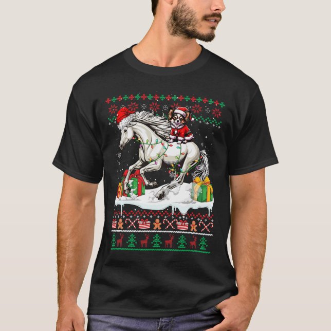 Père Noël Chihuahua équitation Cheval Noël Sweat L (Devant)