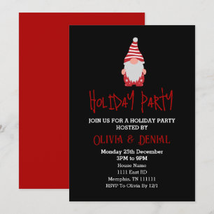 Père Noël Christmas Holiday Black Party Invitation